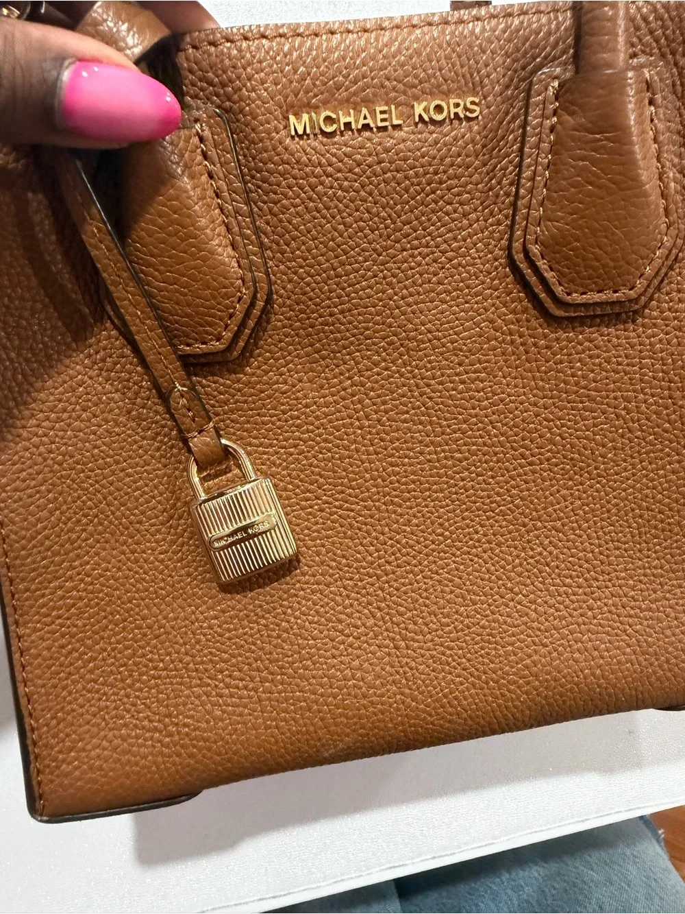 Michael Kors Chestnut Brown Pebbled Leather Satchel